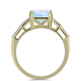 Arannyal Bevont Ezüst Gyűrű Szivárvány Holdkővel és Fehér Topázzal