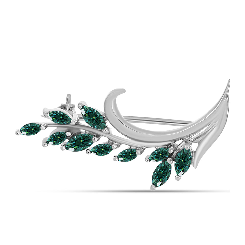 Ezüst Bross Zöldes Tengerkék Moissanite-tal