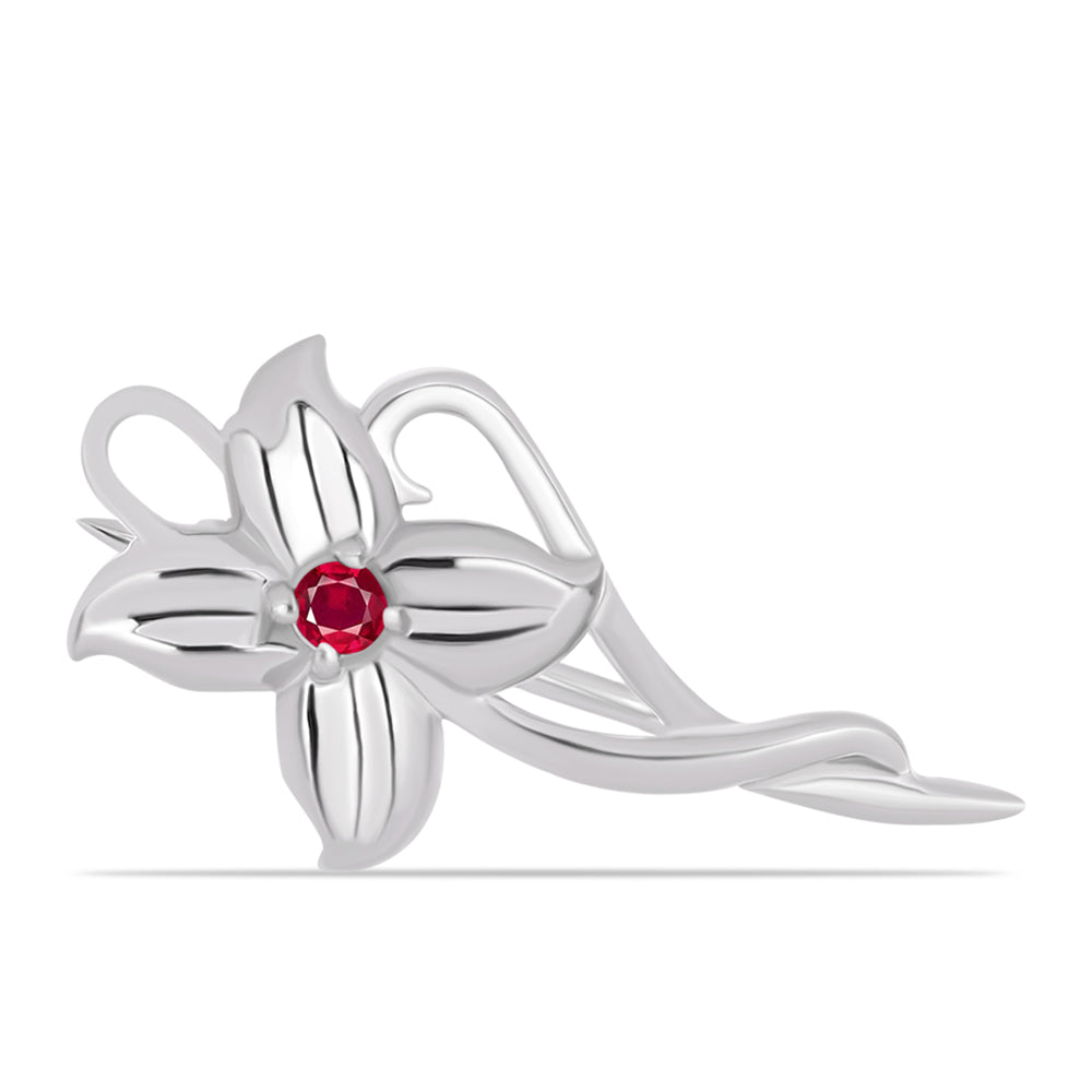 Ezüst Bross Madagaszkári Rubinnal