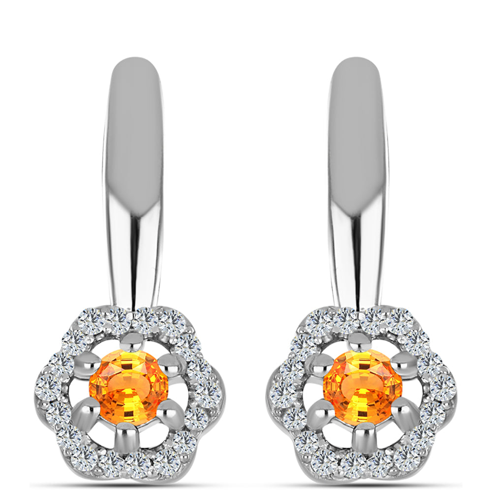 Ezüst Fülbevaló Padparadschai Zafírral és Fehér Topázzal