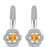 Ezüst Fülbevaló Padparadschai Zafírral és Fehér Topázzal