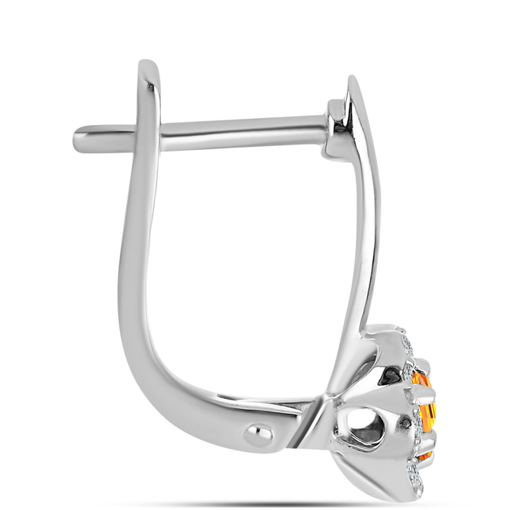 Ezüst Fülbevaló Padparadschai Zafírral és Fehér Topázzal