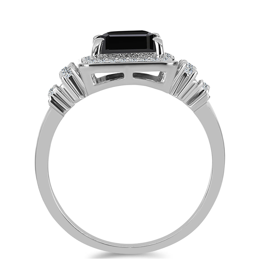 Ezüst Gyűrű Obszidiánnal és Fehér Topázzal