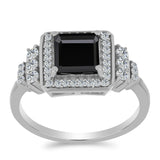 Ezüst Gyűrű Obszidiánnal és Fehér Topázzal