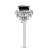 Ezüst Gyűrű Obszidiánnal és Fehér Topázzal