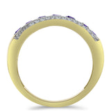 Arannyal Bevont Ezüst Gyűrű Marokkói Ametiszttel és Fehér Topázzal