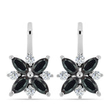 Ezüst Fülbevaló Obszidiánnal és Fehér Topázzal