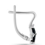 Ezüst Fülbevaló Obszidiánnal és Fehér Topázzal