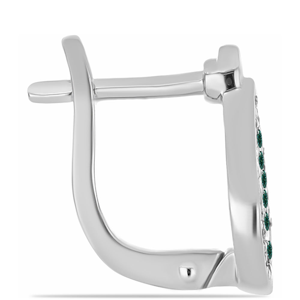 Ezüst Fülbevaló Zöldes Tengerkék Moissanite-tal