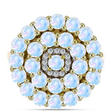 Arannyal Bevont Ezüst Gyűrű Szivárvány Holdkővel és Fehér Topázzal