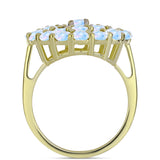 Arannyal Bevont Ezüst Gyűrű Szivárvány Holdkővel és Fehér Topázzal