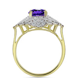Arannyal Bevont Ezüst Gyűrű Marokkói Ametiszttel és Fehér Topázzal