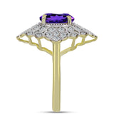 Arannyal Bevont Ezüst Gyűrű Marokkói Ametiszttel és Fehér Topázzal