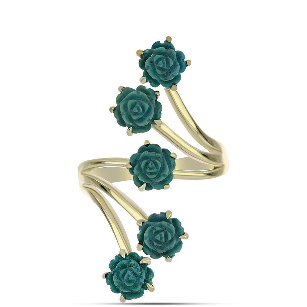 Arannyal Bevont Ezüst Gyűrű Csipkerózsika Türkizzel