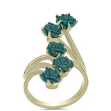 Arannyal Bevont Ezüst Gyűrű Csipkerózsika Türkizzel