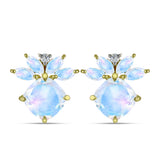 Arannyal Bevont Ezüst Fülbevaló Szivárvány Holdkővel