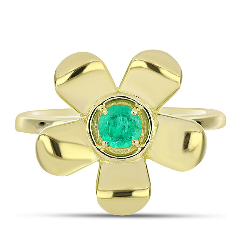 Arannyal Bevont Ezüst Gyűrű Kolumbiai Smaragddal