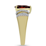 Arannyal Bevont Ezüst Gyűrű Barton Gránáttal és Fehér Topázzal