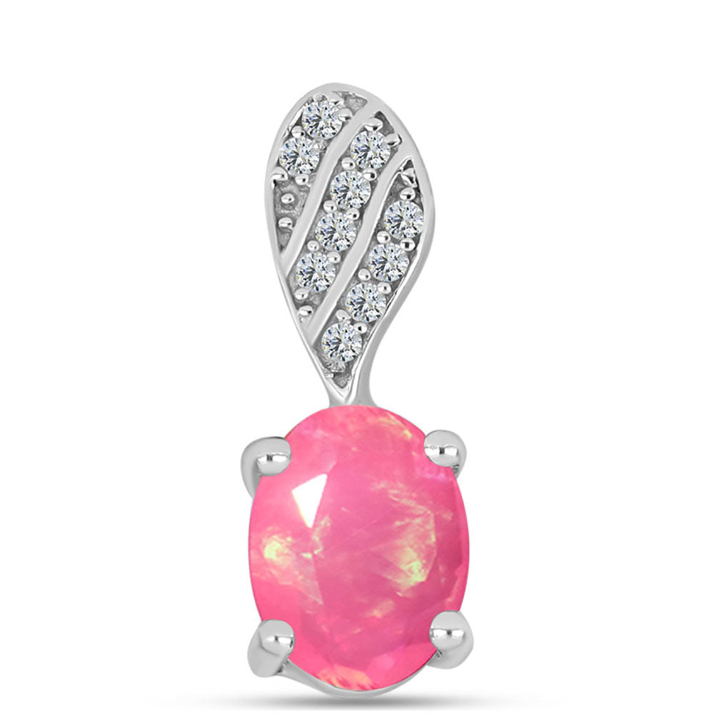 Ezüst Medál Rózsaszínű Opállal és Fehér Topázzal