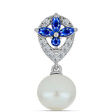 Ezüst Medál Ausztrál Kék Zafírral és Fehér Édesvízi Kagylógyönggyel