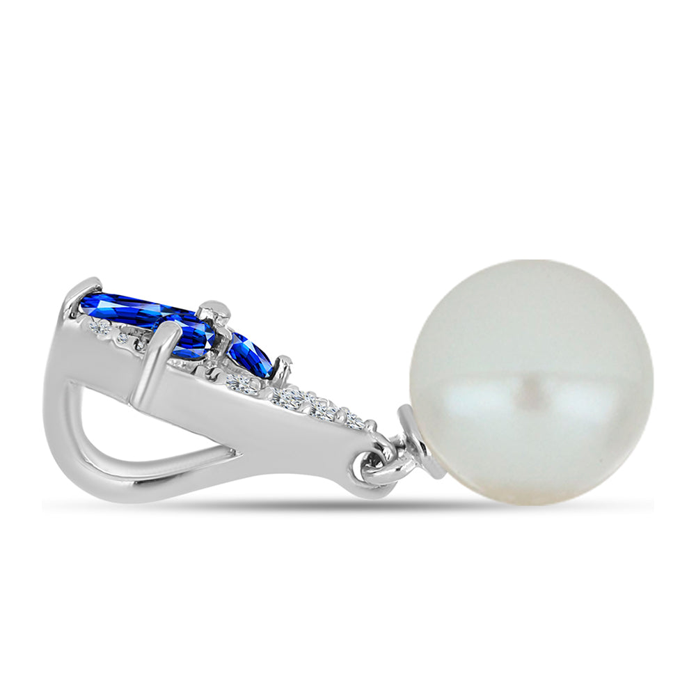 Ezüst Medál Ausztrál Kék Zafírral és Fehér Édesvízi Kagylógyönggyel