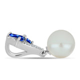 Ezüst Medál Ausztrál Kék Zafírral és Fehér Édesvízi Kagylógyönggyel