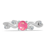 Ezüst Gyűrű Rózsaszínű Opállal és Fehér Topázzal