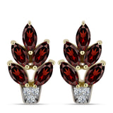 Arannyal Bevont Ezüst Fülbevaló Barton Gránáttal és Fehér Topázzal