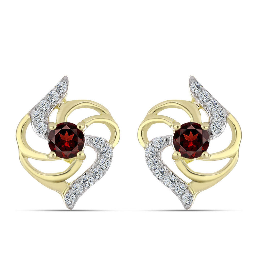 Arannyal Bevont Ezüst Fülbevaló Barton Gránáttal és Fehér Topázzal