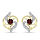 Arannyal Bevont Ezüst Fülbevaló Barton Gránáttal és Fehér Topázzal