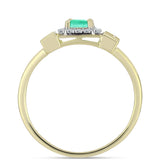 Arannyal Bevont Ezüst Gyűrű Kolumbiai Smaragddal és Fehér Gyémánttal