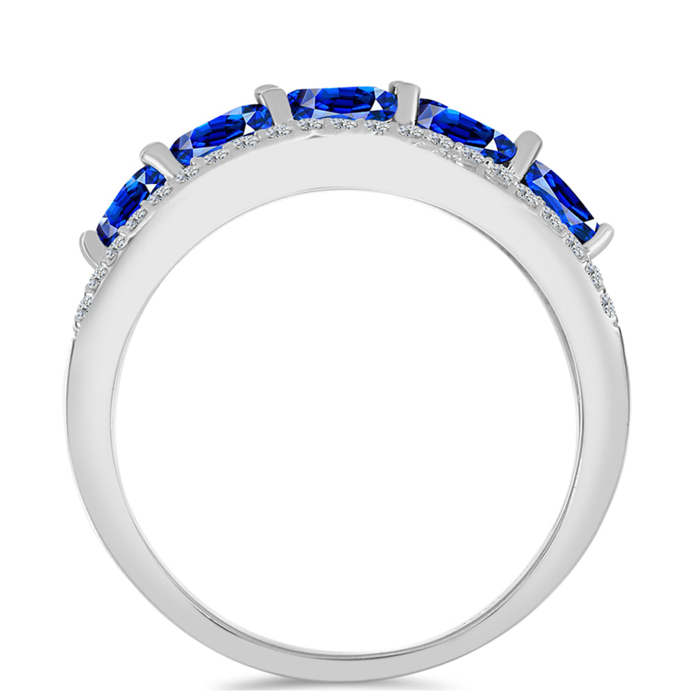 Ezüst Gyűrű Ausztrál Kék Zafírral és Fehér Topázzal