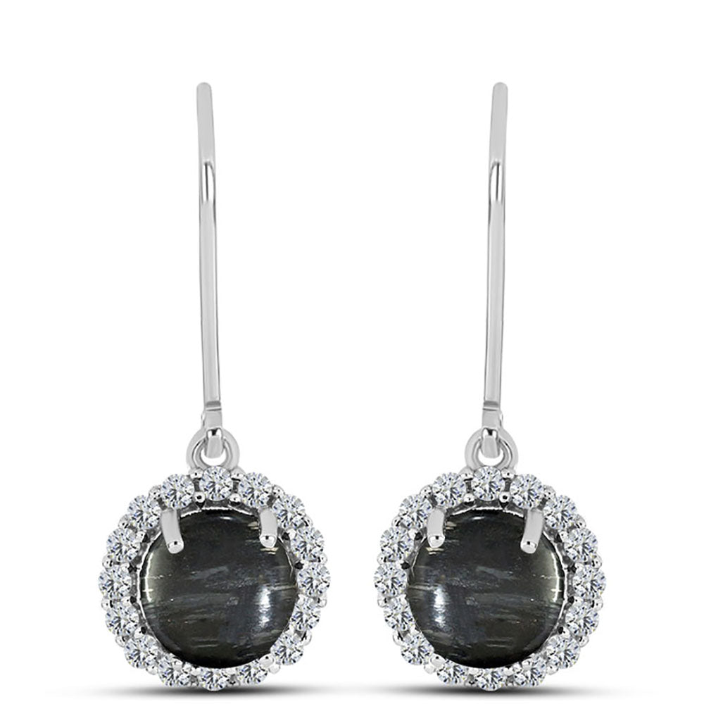 Ezüst Fülbevaló Picasso Jáspissal és Fehér Topázzal