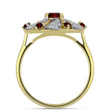 Arannyal Bevont Ezüst Gyűrű Barton Gránáttal és Fehér Topázzal