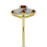 Arannyal Bevont Ezüst Gyűrű Barton Gránáttal és Fehér Topázzal