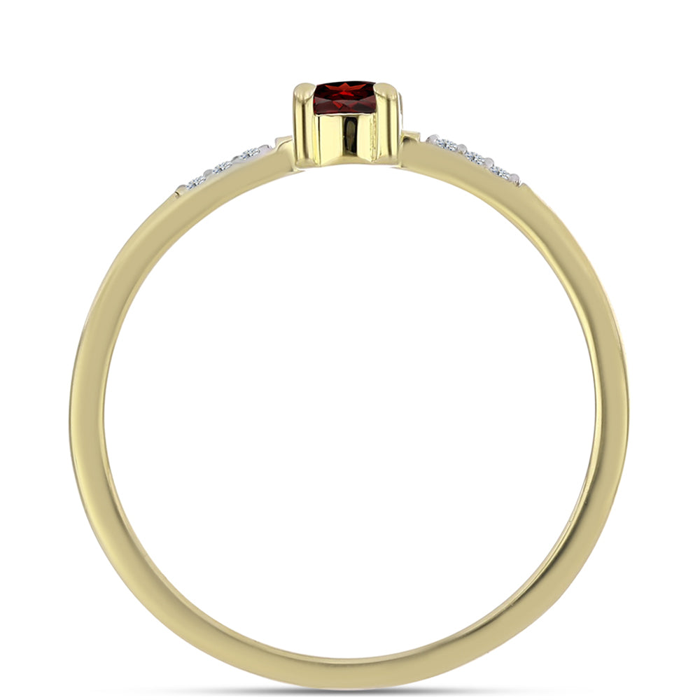 Arannyal Bevont Ezüst Gyűrű Barton Gránáttal és Fehér Topázzal