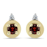 Arannyal Bevont Ezüst Fülbevaló Barton Gránáttal és Fehér Topázzal