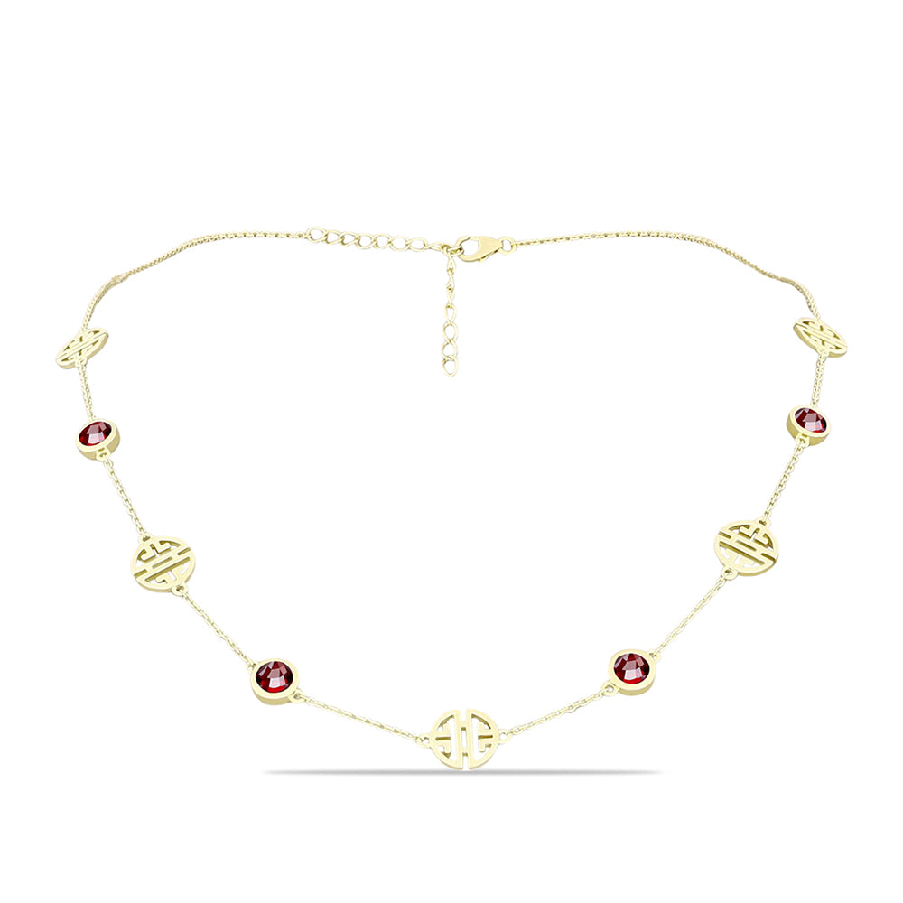 Arannyal Bevont Ezüst Nyaklánc Barton Gránáttal