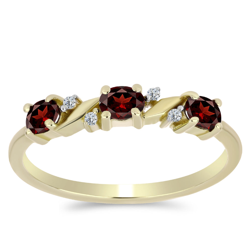 Arannyal Bevont Ezüst Gyűrű Barton Gránáttal és Fehér Topázzal