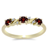 Arannyal Bevont Ezüst Gyűrű Barton Gránáttal és Fehér Topázzal