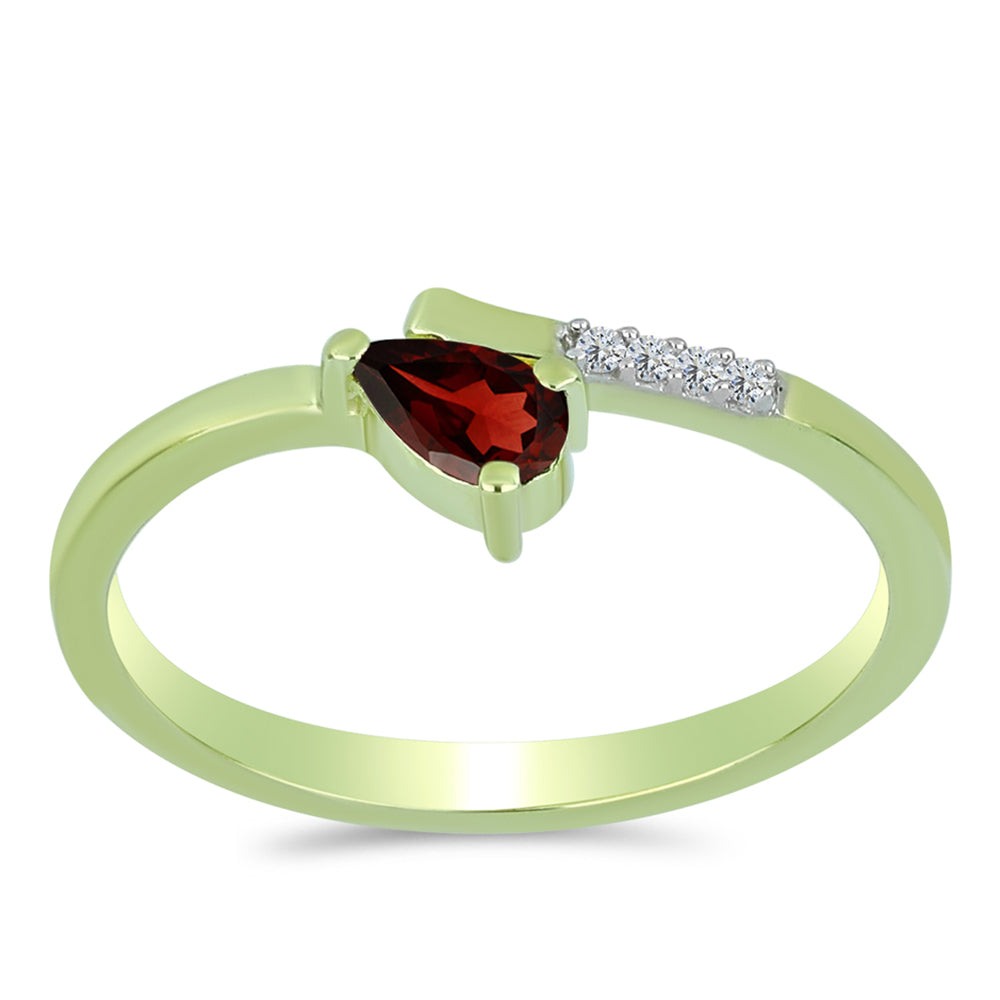 Arannyal Bevont Ezüst Gyűrű Barton Gránáttal és Fehér Topázzal