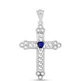 Kereszt Ezüst Medál Ausztrál Kék Zafírral