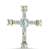 Kereszt Arannyal Bevont Ezüst Medál Jég Moissanite-tel és Fehér Cirkónnal