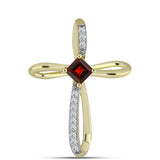 Kereszt Arannyal Bevont Ezüst Medál Barton Gránáttal és Fehér Topázzal