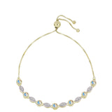 Arannyal Bevont Ezüst Karkötő Jég Moissanite-tel és Fehér Topázzal