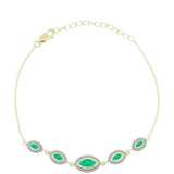 Arannyal Bevont Ezüst Karkötő Kolumbiai Smaragddal és Fehér Gyémánttal