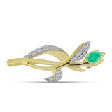 Arannyal Bevont Ezüst Bross Kolumbiai Smaragddal és Fehér Gyémánttal