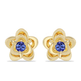 Arannyal Bevont Ezüst Fülbevaló Tanzanittal