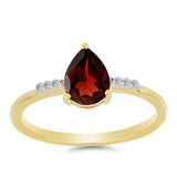 Arannyal Bevont Ezüst Gyűrű Barton Gránáttal és Fehér Cirkónnal