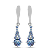 Ezüst Fülbevaló Óceánkék Moissanite-tal